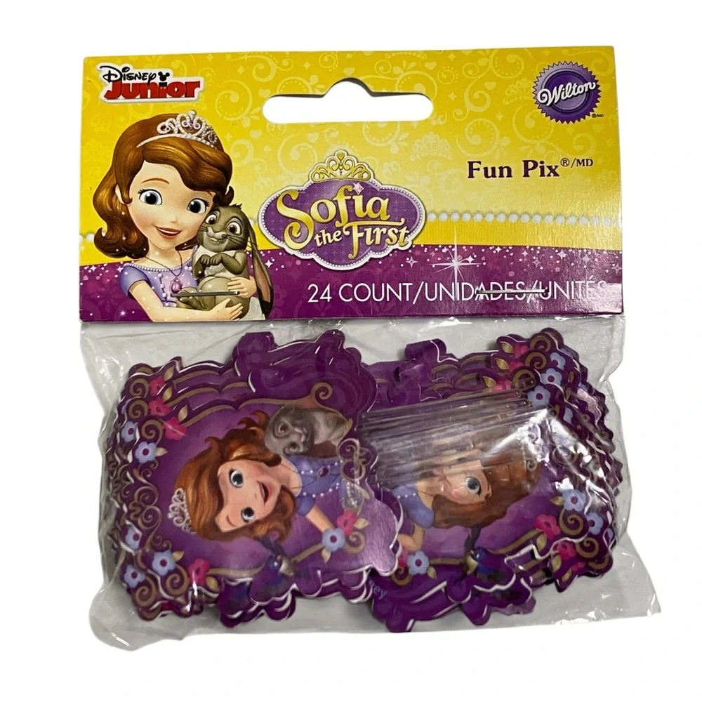 Wilton Disney Sofia the First Fun Pix Picks Pack Of 24 Cupcake Topper Baking NEW